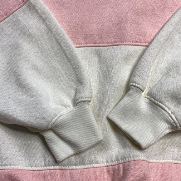 Vintage Sports Accent Pink White Striped Pullover Sweatshirt Size Small - Picture 5 of 7